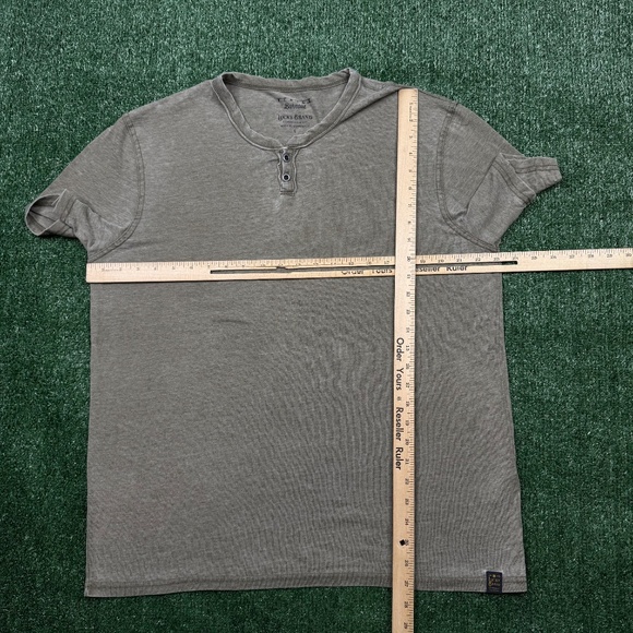Lucky Brand T Shirt Men's Size L Green Venice Burn Out Short Sleeve Henley Neck - Picture 5 of 7